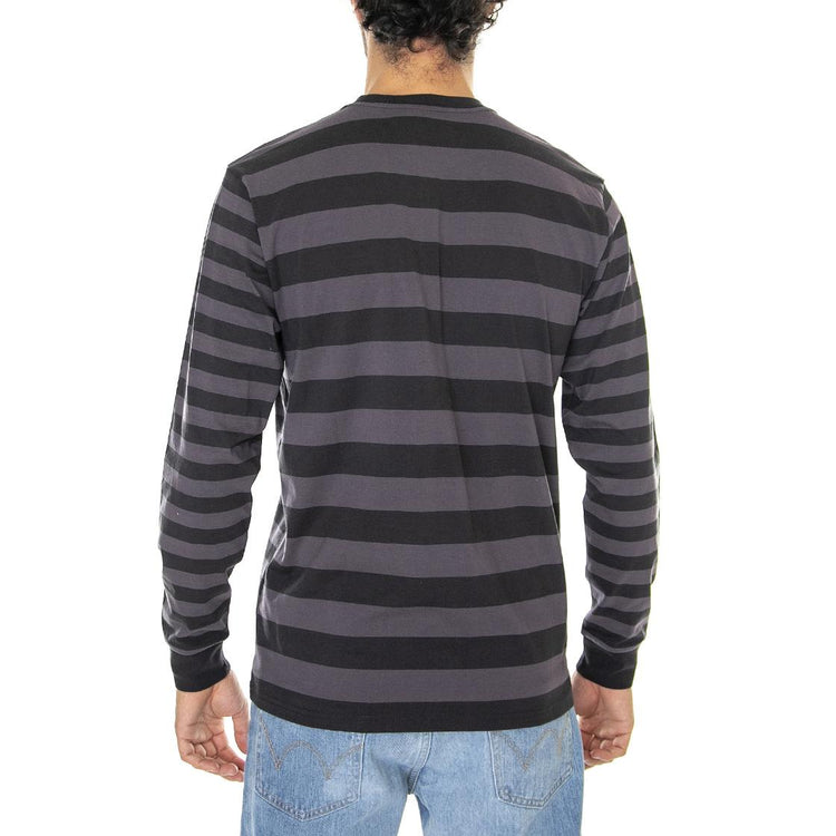 L/S Merrick Pocket T-Shirt Merrick Stripe, Soot / Artichoke - Maglietta Girocollo Maniche Lunghe Uomo Multicolore I030784-0YPXX  CARHARTT WIP 