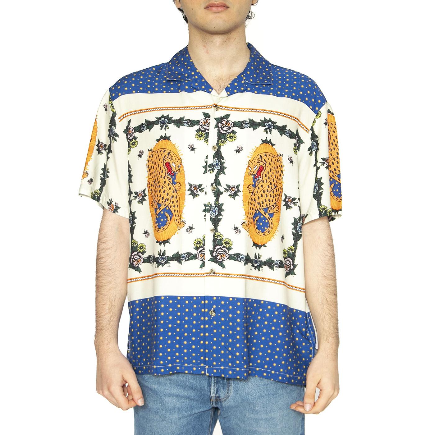 Bunker R Fiesta S/S WVN - Camicia Maniche Corte Uomo Multicolore 01399-MXCJG . BRIXTON 