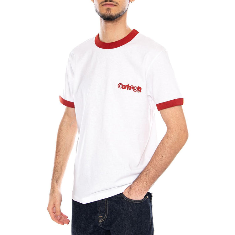 S/S IP Ringer T-Shirt White / Red / Red - Maglietta Girocollo Uomo Bianca I036267 3QDXX CARHARTT WIP 