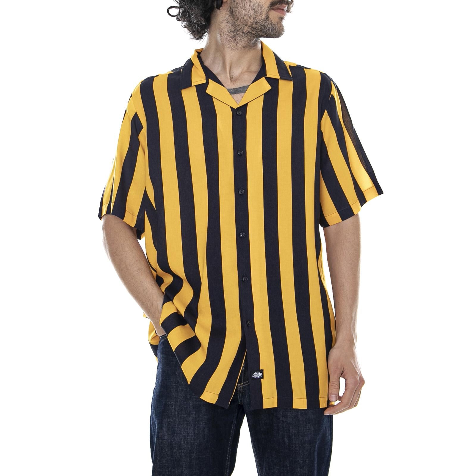 Roslyn - Custard/Black - Camicia Maniche Corte Uomo 05 200340-CUS . DICKIES 