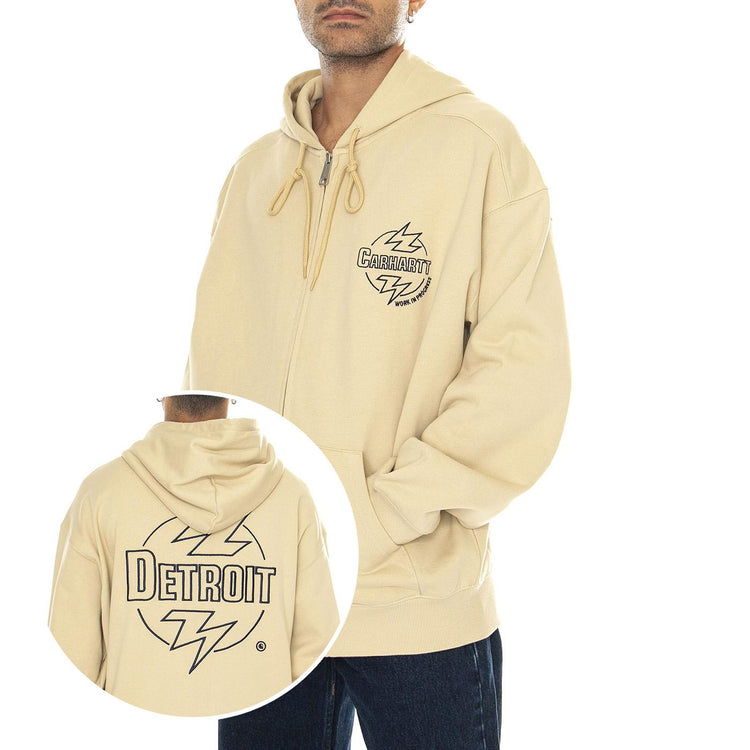 Hooded Ablaze Jacket Cornsilk / Air Force Blue - Felpa con Cappuccio e Zip Uomo Beige I033623.2ARXX  CARHARTT WIP 