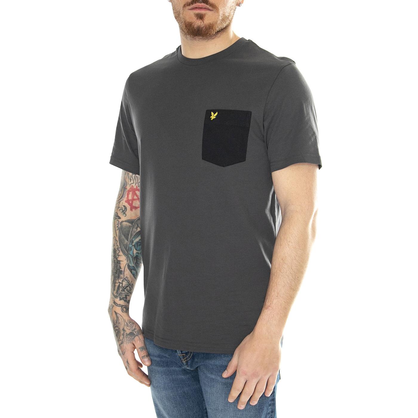 Contrast Pocket T-Shirt Gunmetal/Jet Black - Maglietta Girocollo Uomo Nera TS831VOG-X143  LYLE & SCOTT 