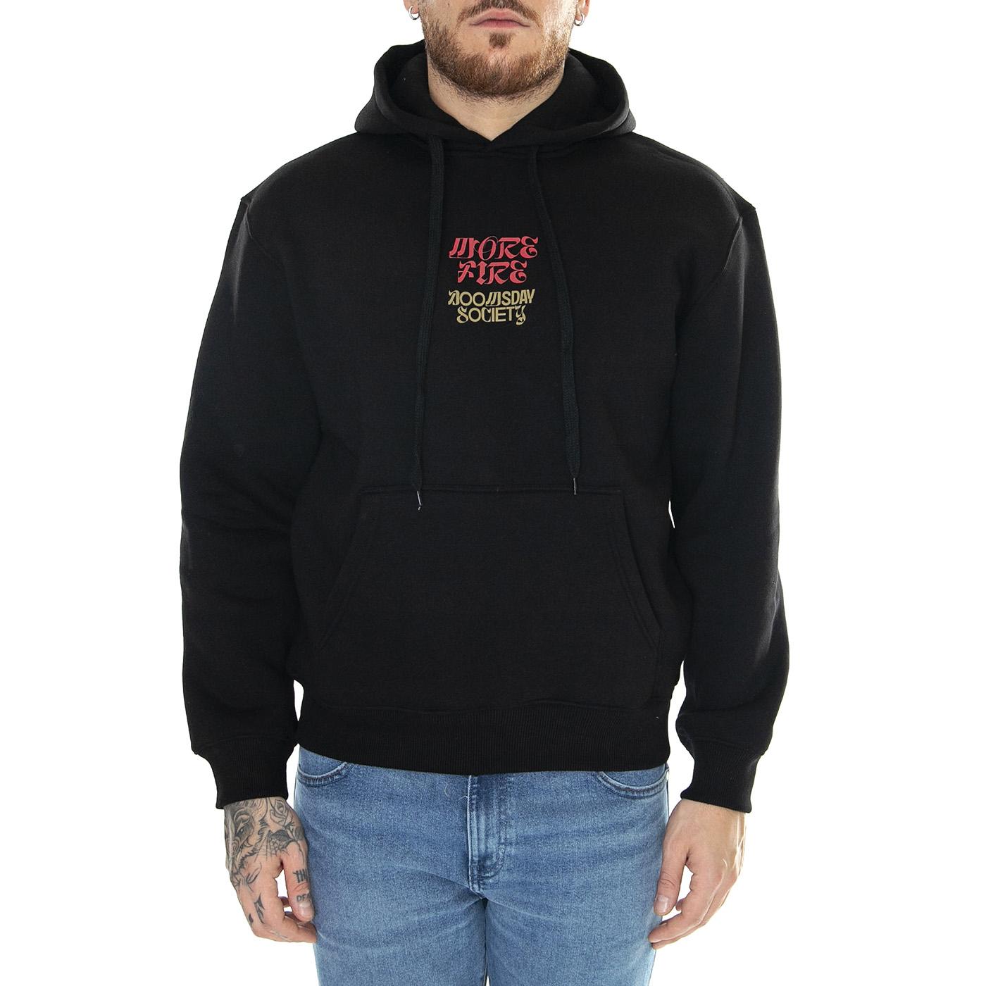 More Fire Hoodie Black - Felpa con Cappuccio Uomo Nera HDY0116BLKX  DOOMSDAY 