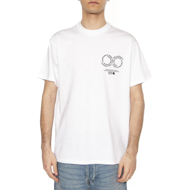S/S Rotation T-Shirt White / Black - Maglietta Girocollo Uomo Bianca I034772.00AXX  CARHARTT WIP 