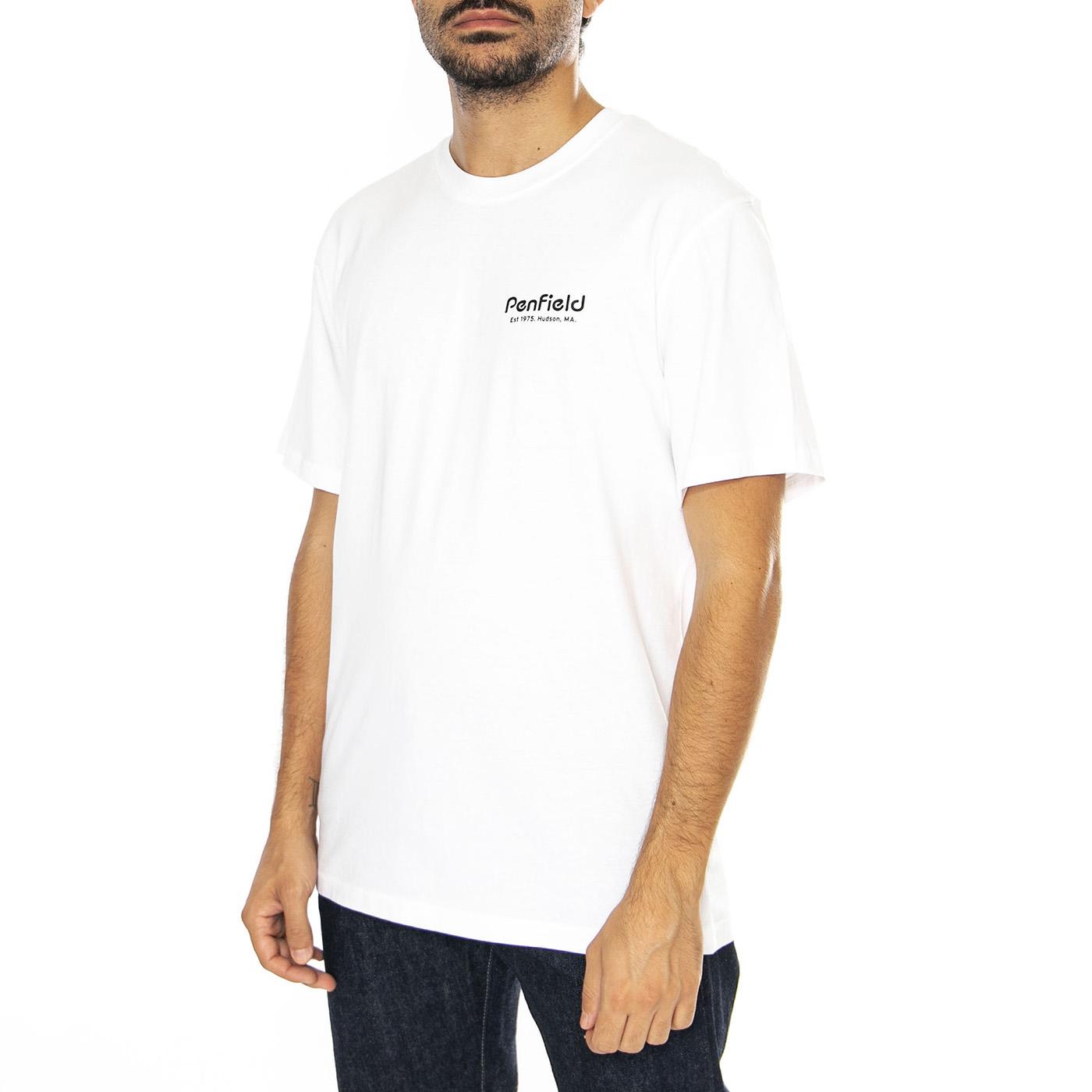 Hudson Script T-Shirt Bright White - Maglietta Girocollo Uomo Bianca PFD0299-002  PENFIELD 