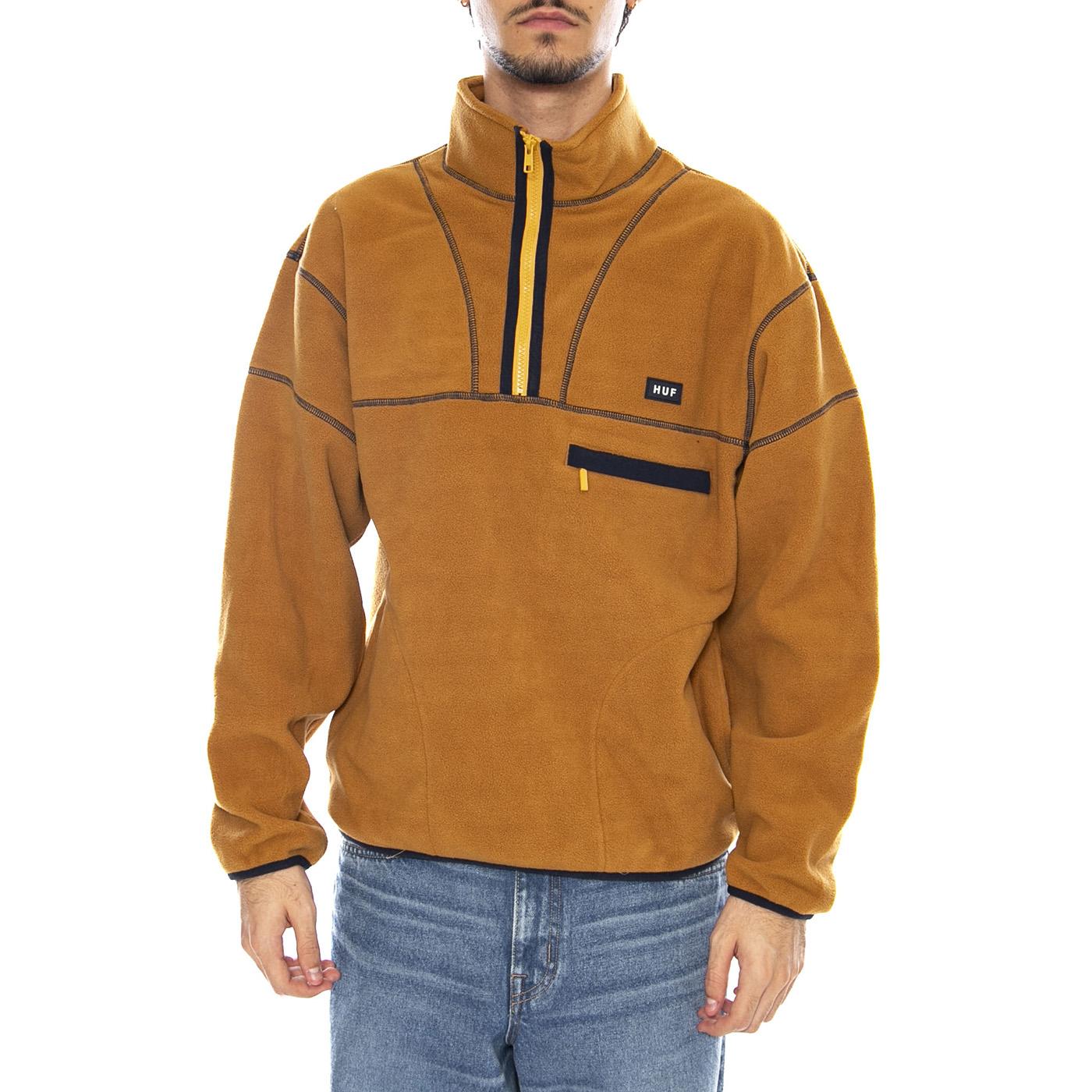 Elysian Quarter Zip Fleece Latte - Felpa Uomo Marrone FL00206 LTE HUF 