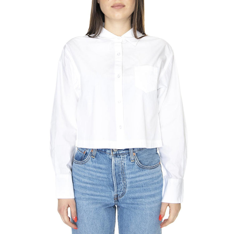 Ariel Cropped Shirt LS White - Camicia Donna Bianca 281200119-WHT  OBEY 
