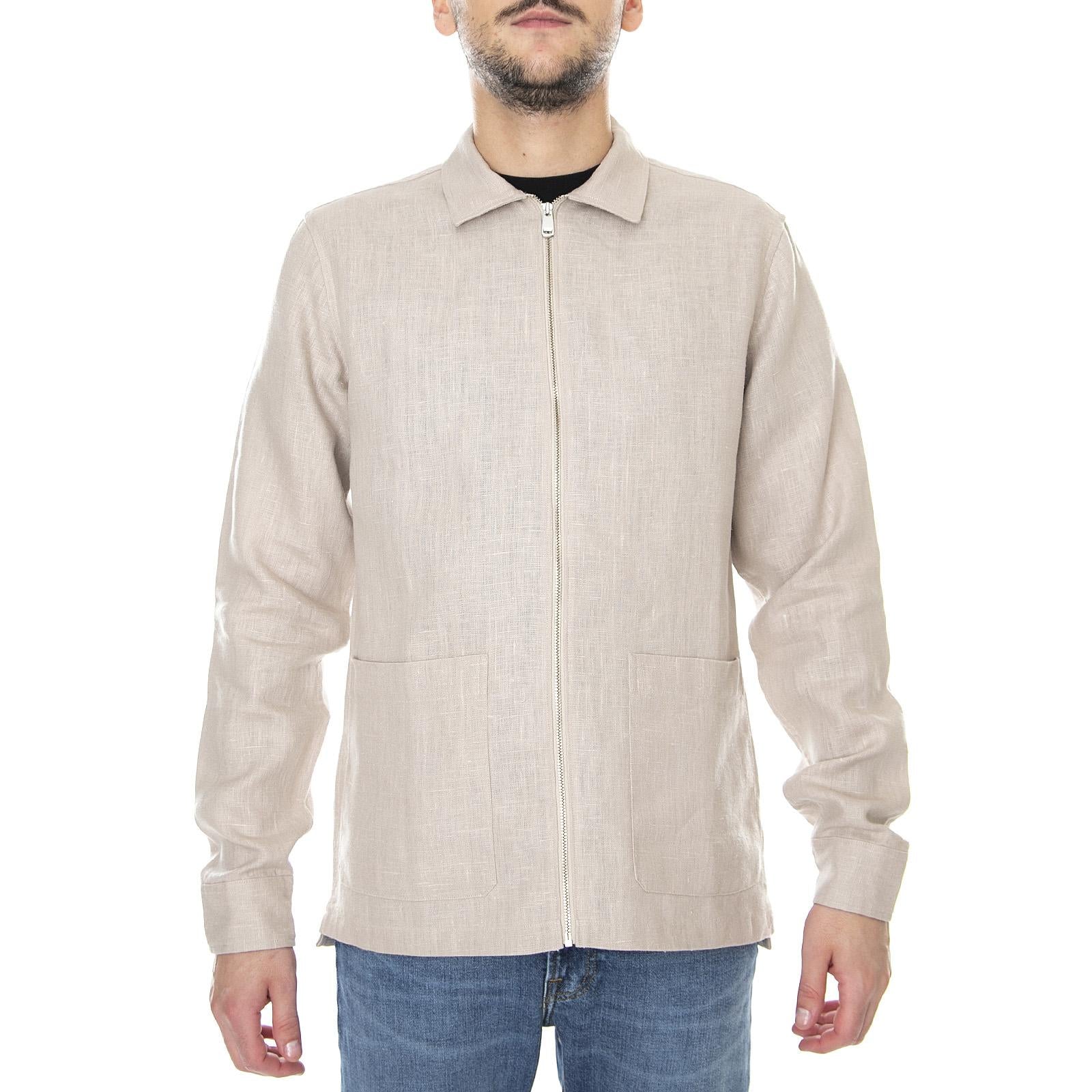 Johannes Shirt - Greige - Camicia con Zip Uomo Beige 171414-607-greige  ELVINE 