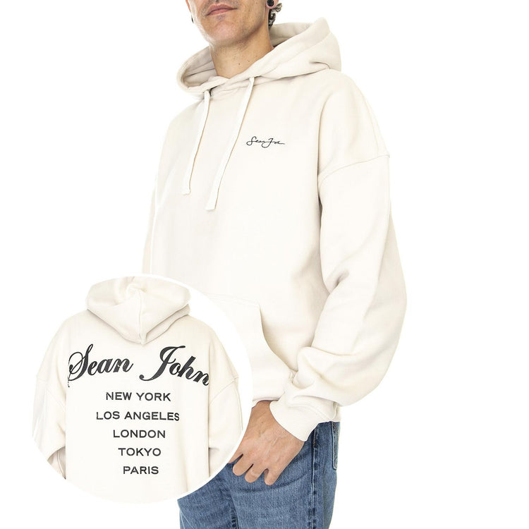 Script Logo Peached City Backprint Hoodie 01 Beige - Felpa con Cappuccio Uomo Beige 6021061/222  SEAN JOHN 