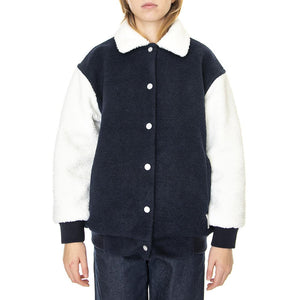 Elongated Varsity Jacket Navy-L55IEX35 - Giacca Invernale Donna Blu / Bianca 112320682  LEE 