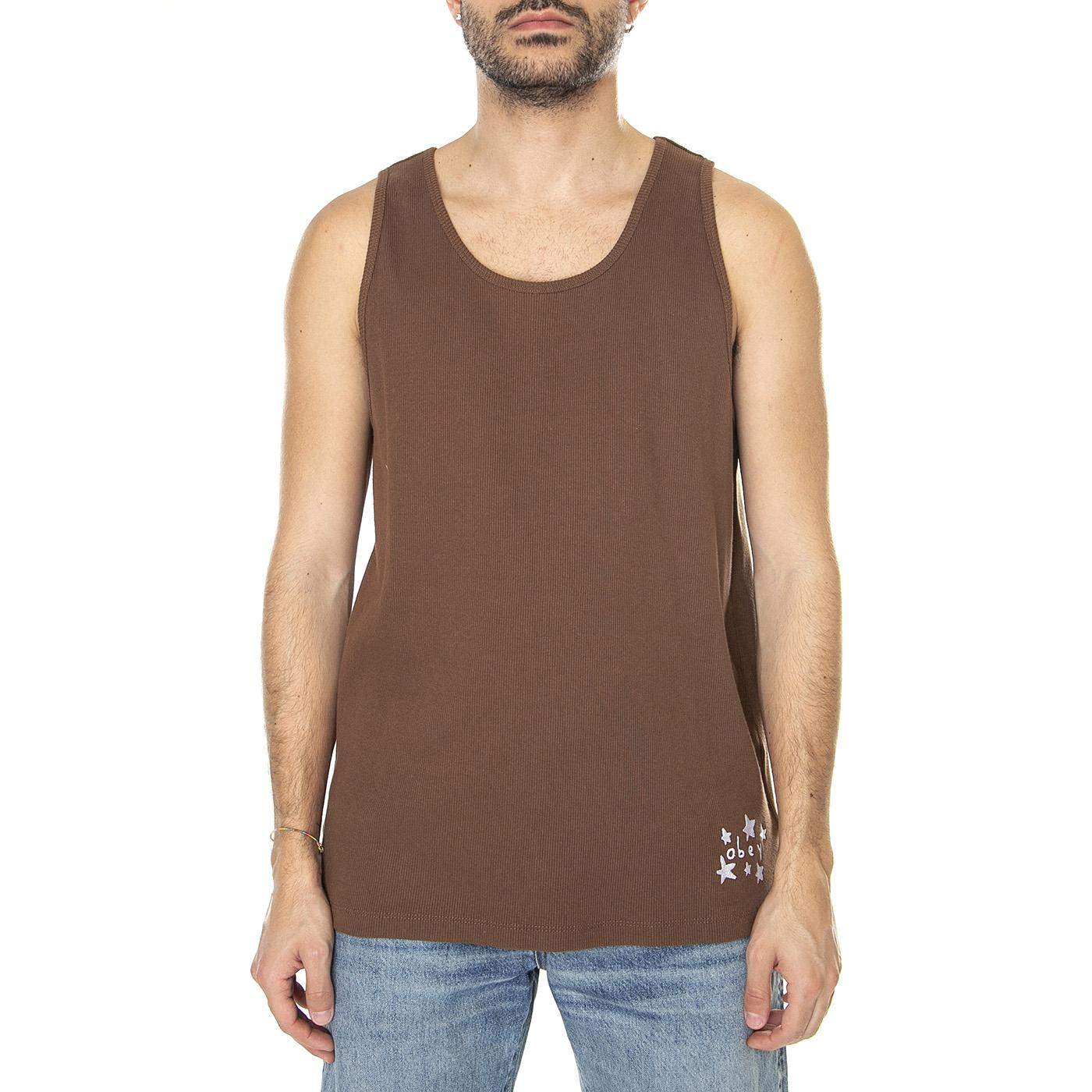 M' Bubble Tank Slit Brown - Canotta Uomo Marrone 134050054-SIL  OBEY 