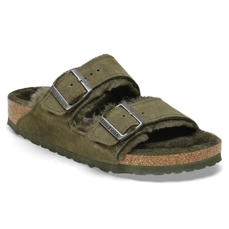 Arizona Shearling Thyme Suede Leather Sandals - Sandali Donna Verdi 1025687  BIRKENSTOCK 