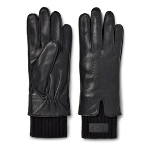 W Leather W Knit Cuff Glove Black - Guanti Neri UGA20041-BLK  UGG 
