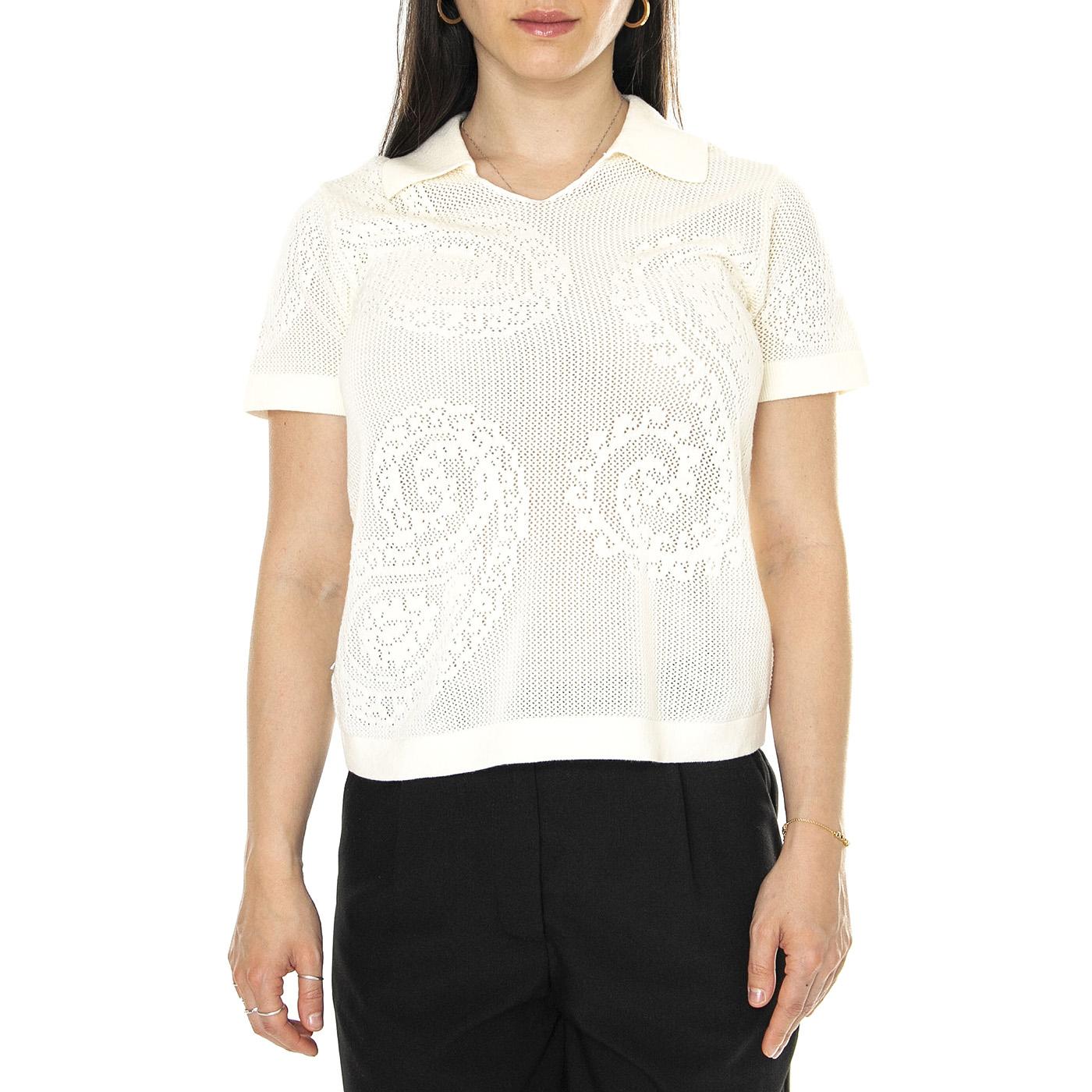 Briana Open Knit Shirt White - Maglietta Donna Bianca A878400  OBEY 