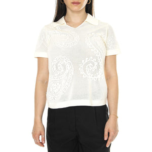 Briana Open Knit Shirt White - Maglietta Donna Bianca A878400  OBEY 