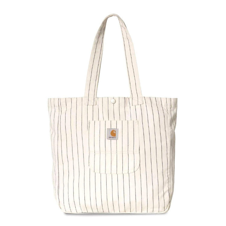 Hendry Tote Seaton Stripe, Wax / Dark Navy - Borsa Shopping Bag Bianca I034788.2RM02  CARHARTT WIP 