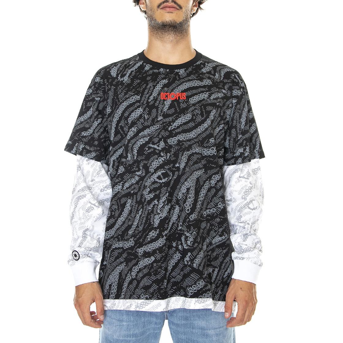 Deco L/S Black - Maglietta Girocollo Maniche Lunghe Uomo Multicolore 22WOLS09-BLACK  OCTOPUS 