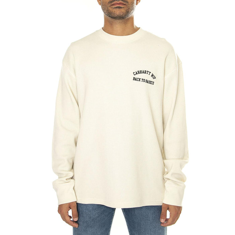 L/S Basics Script T-Shirt Natural / Black - Maglietta Girocollo Maniche Lunghe Uomo Beige I033985.1K6XX  CARHARTT WIP 