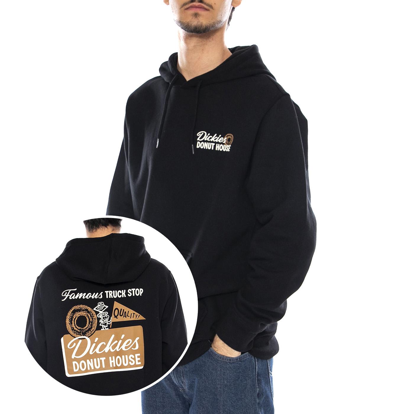 Donut House Hoodie Black - Felpa con Cappuccio Uomo Nera DK0A88ATBLK1  DICKIES 