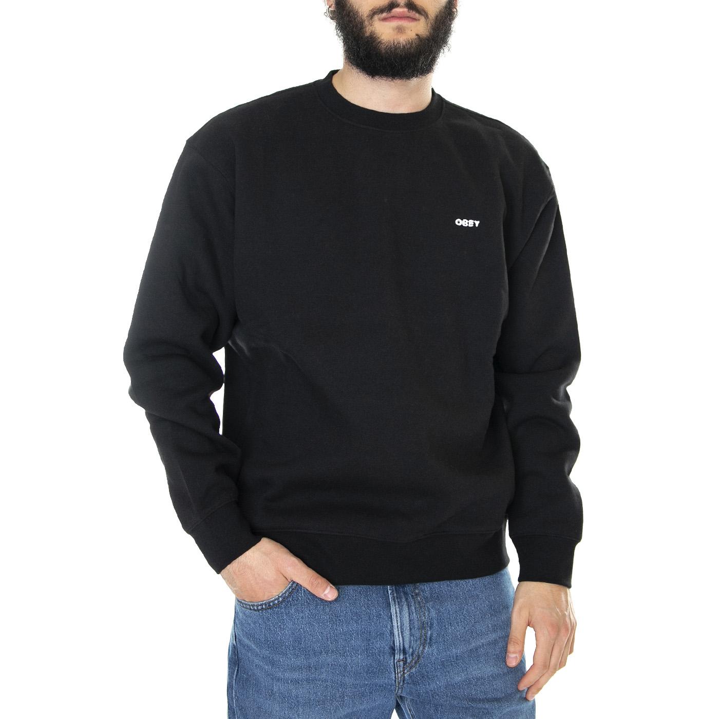 Established Works Bold Crew Fleece Black - Felpa Girocollo Uomo Nera 112480122-BLKe  OBEY 