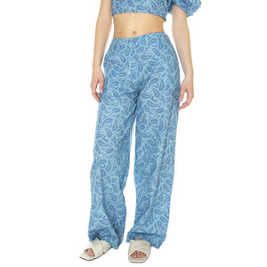 W' Pantalón Ancho con Estampado Paisley - Pantaloni Donna Blu / Multicolore 31W/41233  WILD PONY 