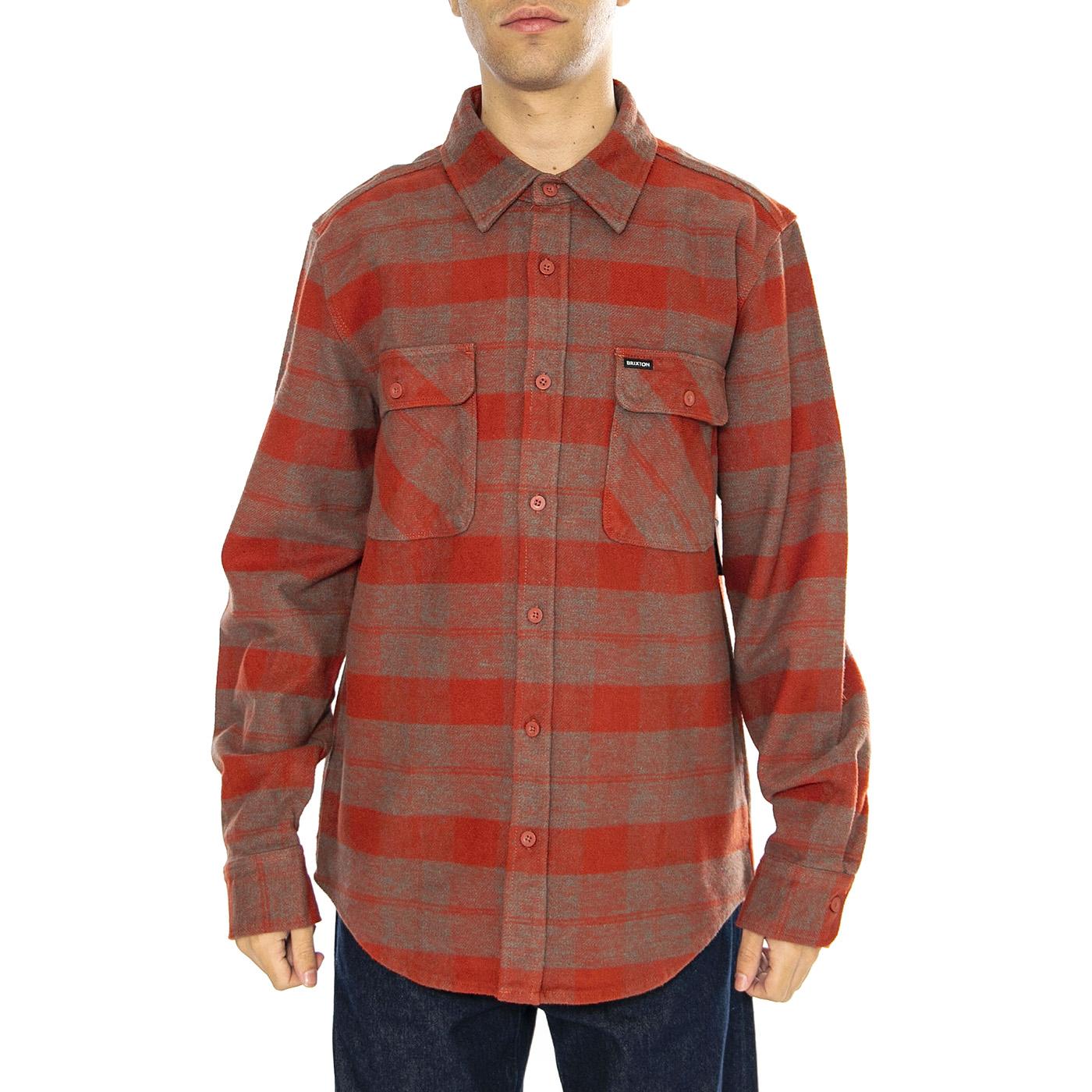 Bowery Heavy Weight L/S Flannel Burnt Henna / Dark Forest - Camicia Uomo Multicolore 01297-BTHDF  BRIXTON 