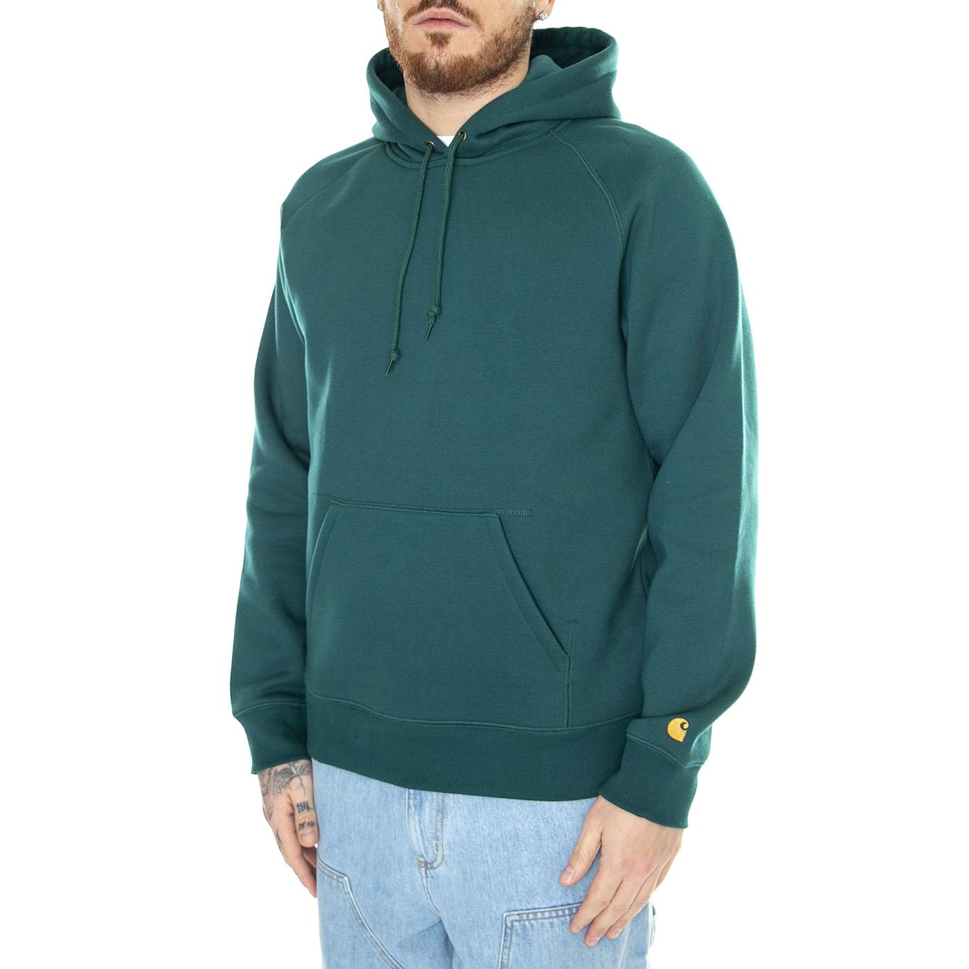 Hooded Chase Sweat Chervil / Gold - Felpa con Cappuccio Uomo Verde I033661.1YWXX  CARHARTT WIP 