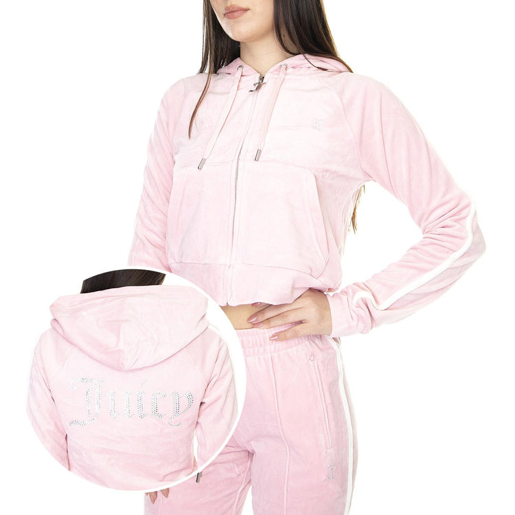 Contrast Madison Almond Blossom - Felpa con Cappuccio e Zip Donna Rosa JUCJCWA122075-ALM  JUICY COUTURE 