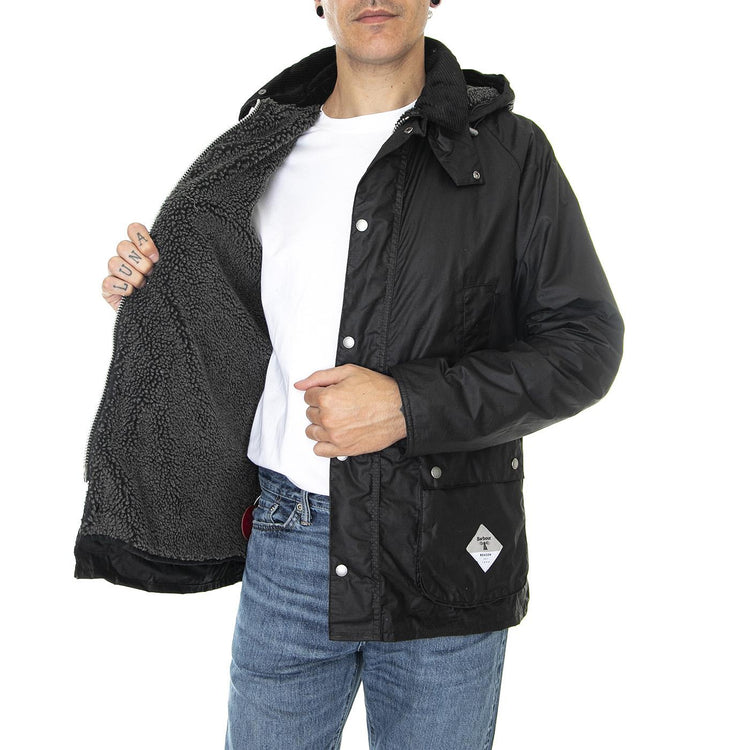 Beacon Fleece Lined Bedale Wax Black - Giacca Invernale Uomo Nera 222MMWX1830  BARBOUR 