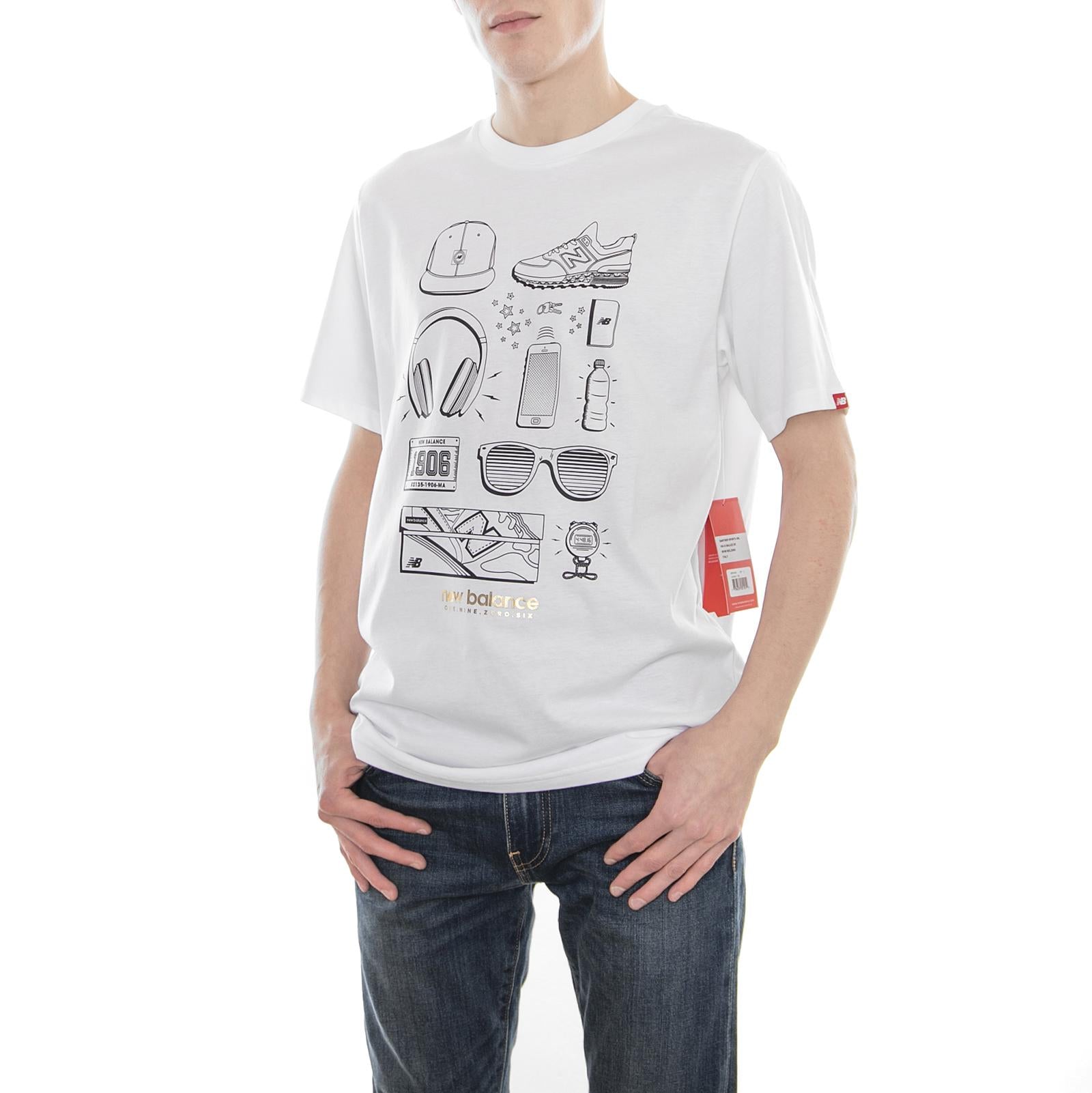 MT81544 ESSENTIALS LAYOUT TEE White - T-Shirt MC NBMT81544WT  NEW BALANCE 