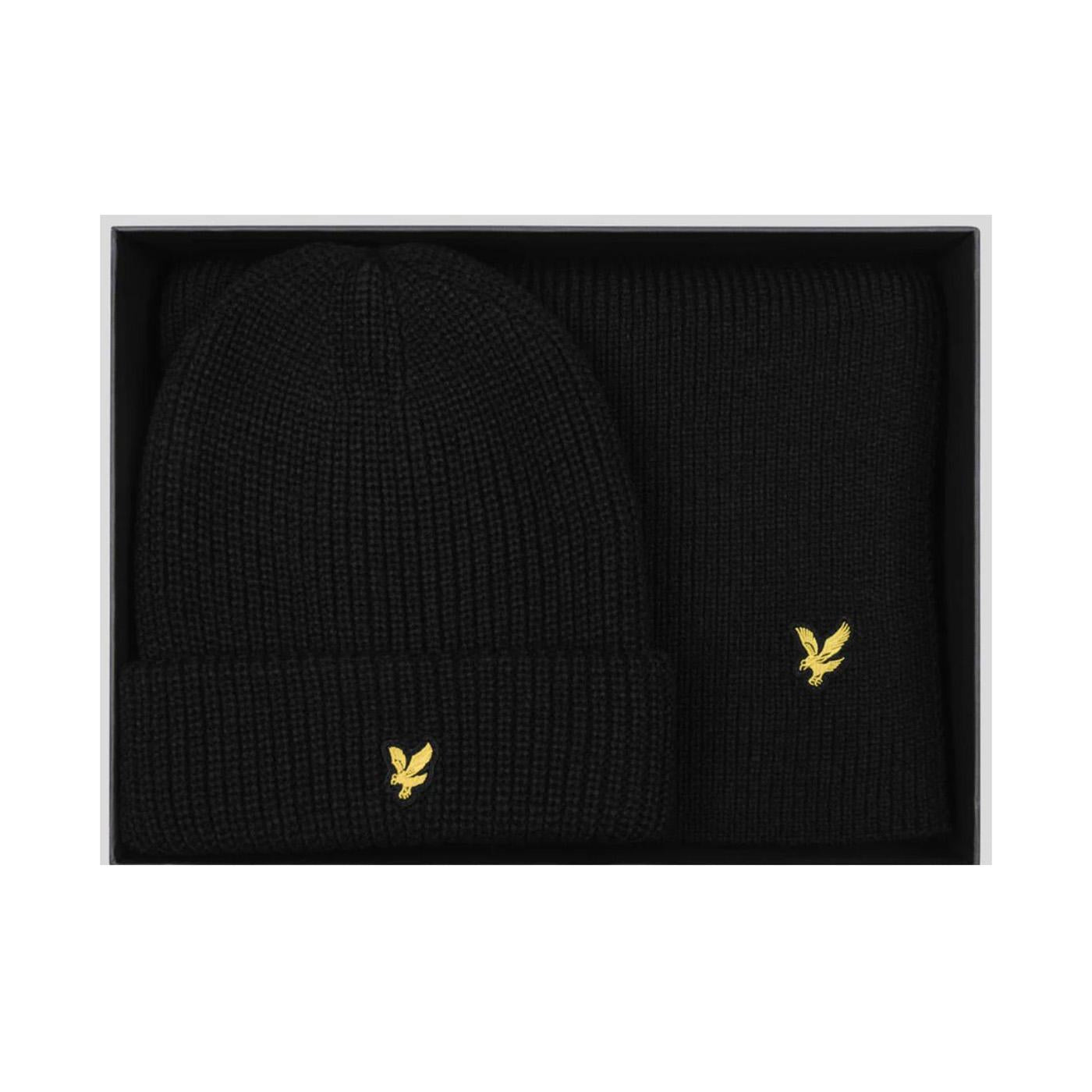 Lambswool Ribbed Beanie & Scar Jet Black - Set Cappellino e Sciarpa Nero GF2100A-Z865  LYLE & SCOTT 