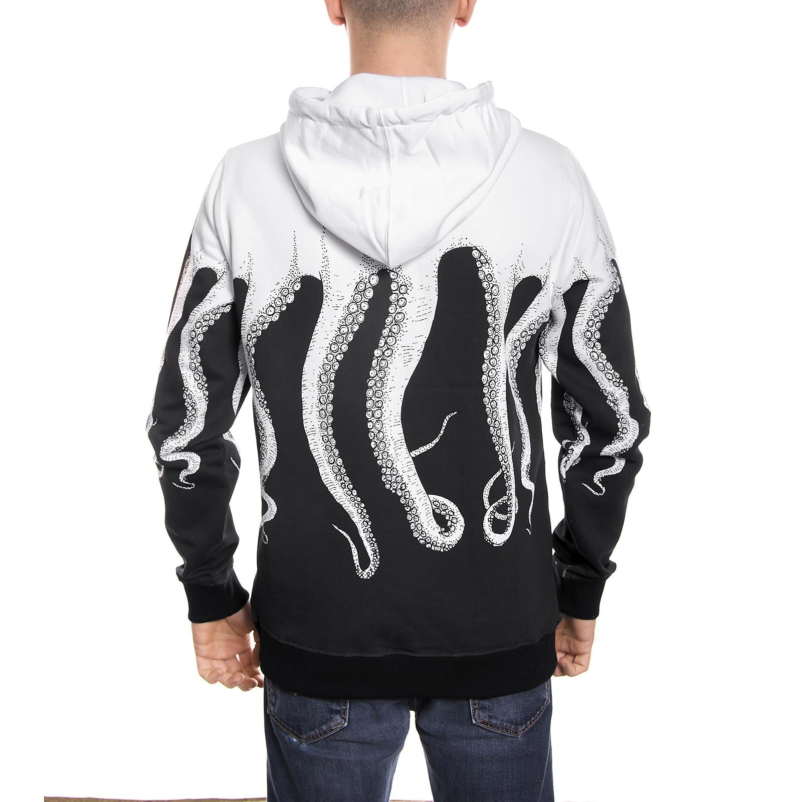 BLACK OCTOPUS HOODIE ORIGINAL WHITE ESTERNO 100% Cotone 76222_4  OCTOPUS 