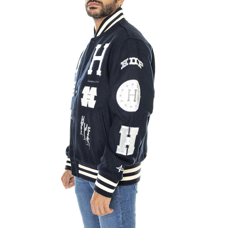 20 Year Classic H Varsity Jacket Navy - Giacca Invernale Uomo Blu JK00368-NAVY  HUF 