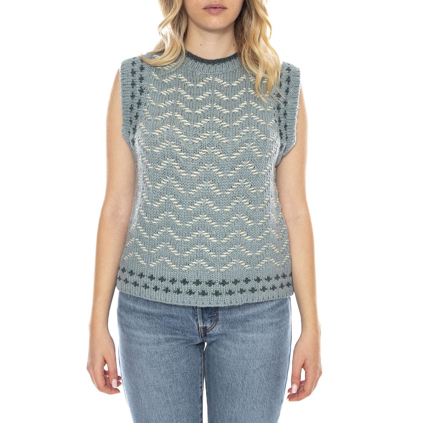 Knitted Vests 522 Blue Tipi Smanicato - Gilet Donna Multicolore MD'M 3.46.103.45 . MD'M 