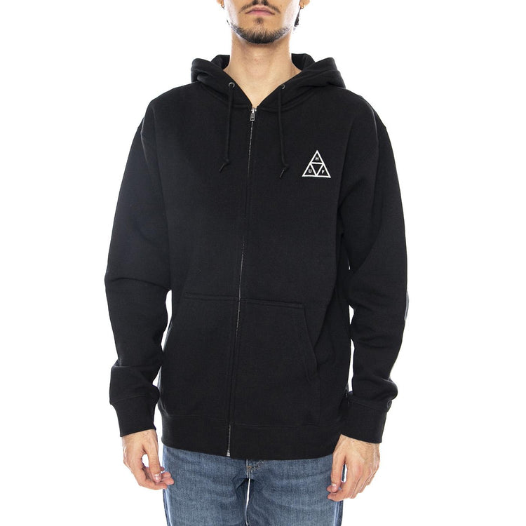 HUF Set TT F/Z Hoodie -- Felpa con Cappuccio Uomo Nera PF00697 BLK HUF 