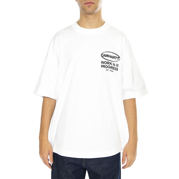 S/S Body Of Work T-Shirt White / Black - Maglietta Girocollo Uomo Bianca I034042.00AXX  CARHARTT WIP 