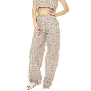 W' Pantalón Ancho con Estampado Floral - Pantaloni Donna Rosa / Multicolore 31W/41217  WILD PONY 
