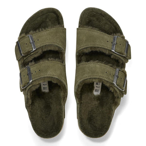 Arizona Shearling Thyme Suede Leather Sandals - Sandali Donna Verdi 1025687  BIRKENSTOCK 