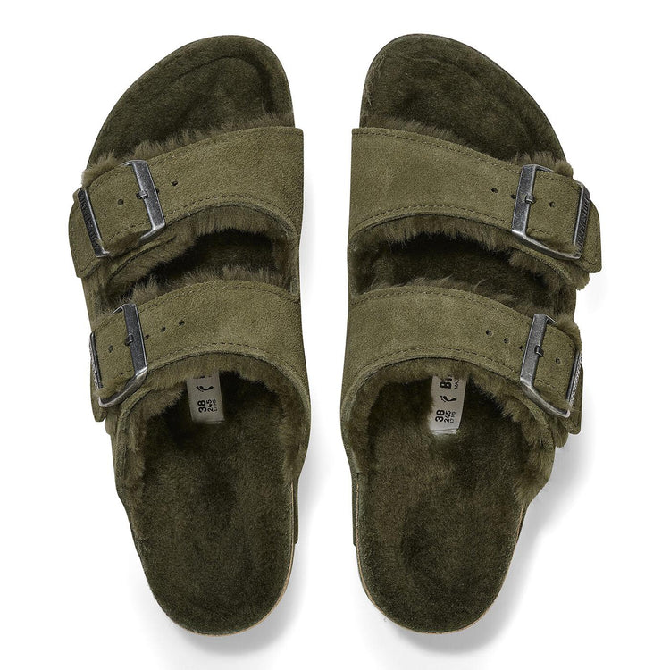 Arizona Shearling Thyme Suede Leather Sandals - Sandali Donna Verdi 1025687  BIRKENSTOCK 