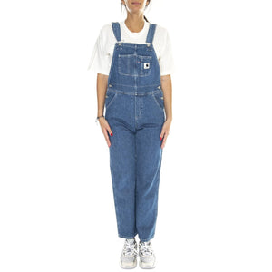 W' Bib Overall Straight Blue /stone washed - Saolpette Denim Jeans Donna Blu I031250.0106  CARHARTT WIP 