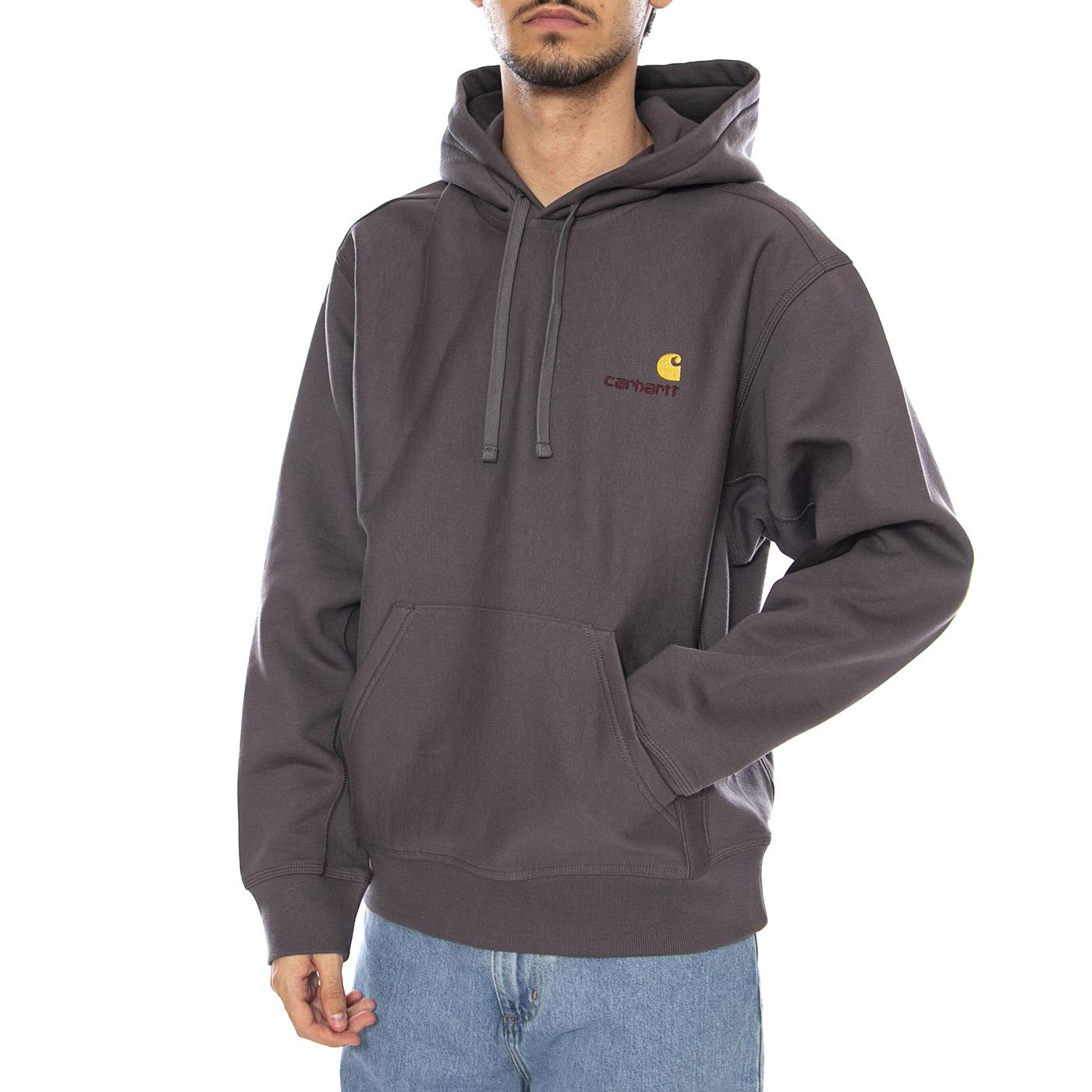 Hooded American Script Sweat Porphyry - Felpa con Cappuccio Uomo Verde I028279.33CXX  CARHARTT WIP 