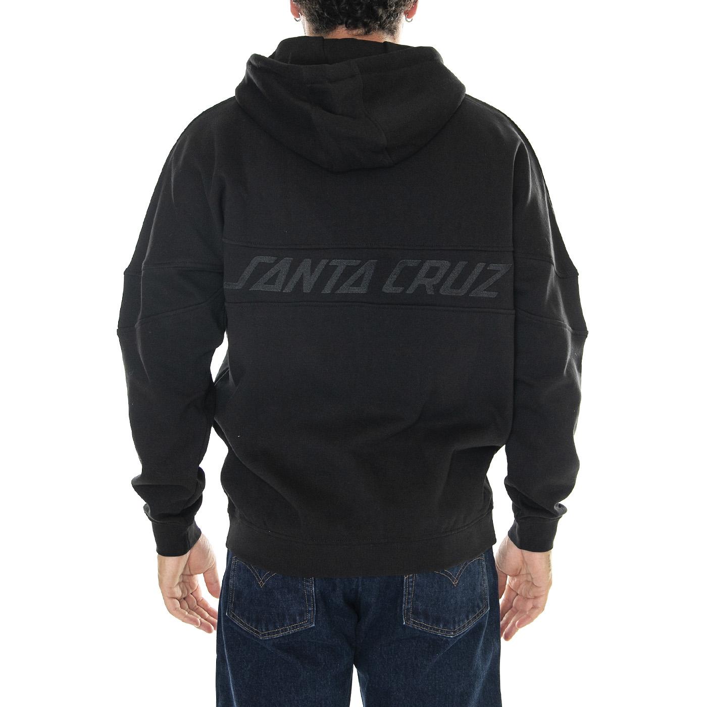 M' Tonal Strip Panel Zip Hood Black - Felpa con Cappuccio Uomo Nera Tonal Strip Panel Zip Hood Black  SANTA CRUZ 