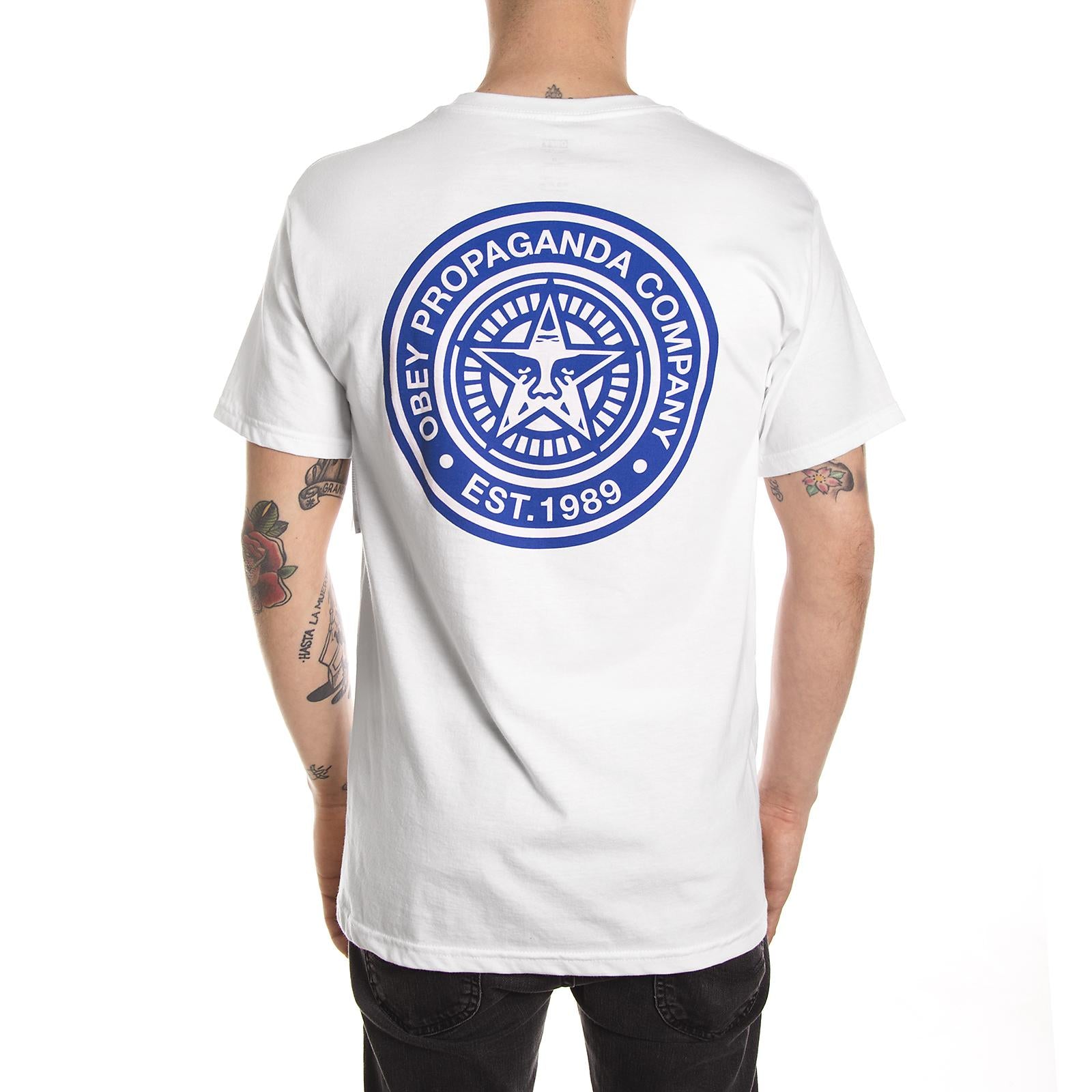 OBEY PROPAGANDA COMPANY PREMIUM S/S TEE WHITE / NAVY 165361201-WTNV  OBEY 