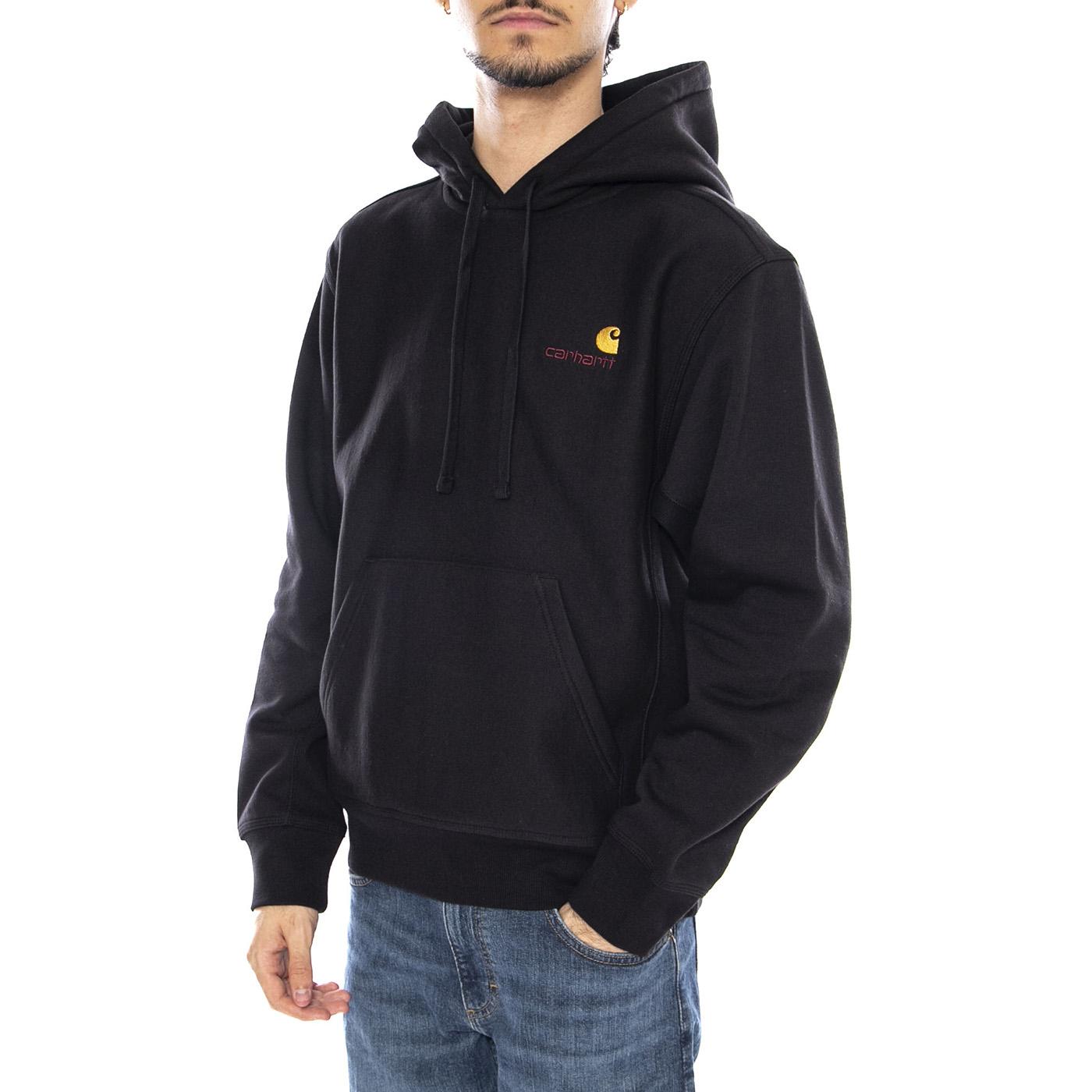 Hooded American Script Sweat Black - Felpa con Cappuccio Uomo Nera I028279.89XX  CARHARTT WIP 