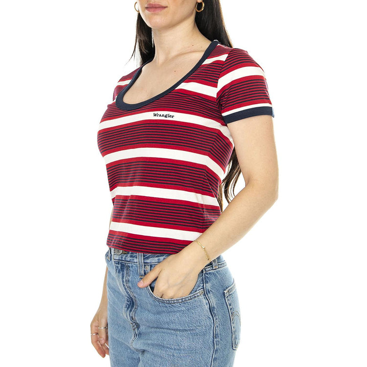Scoop Neck Ringer Tee Red - Maglietta Girocollo Donna Multicolore 112350311  WRANGLER 