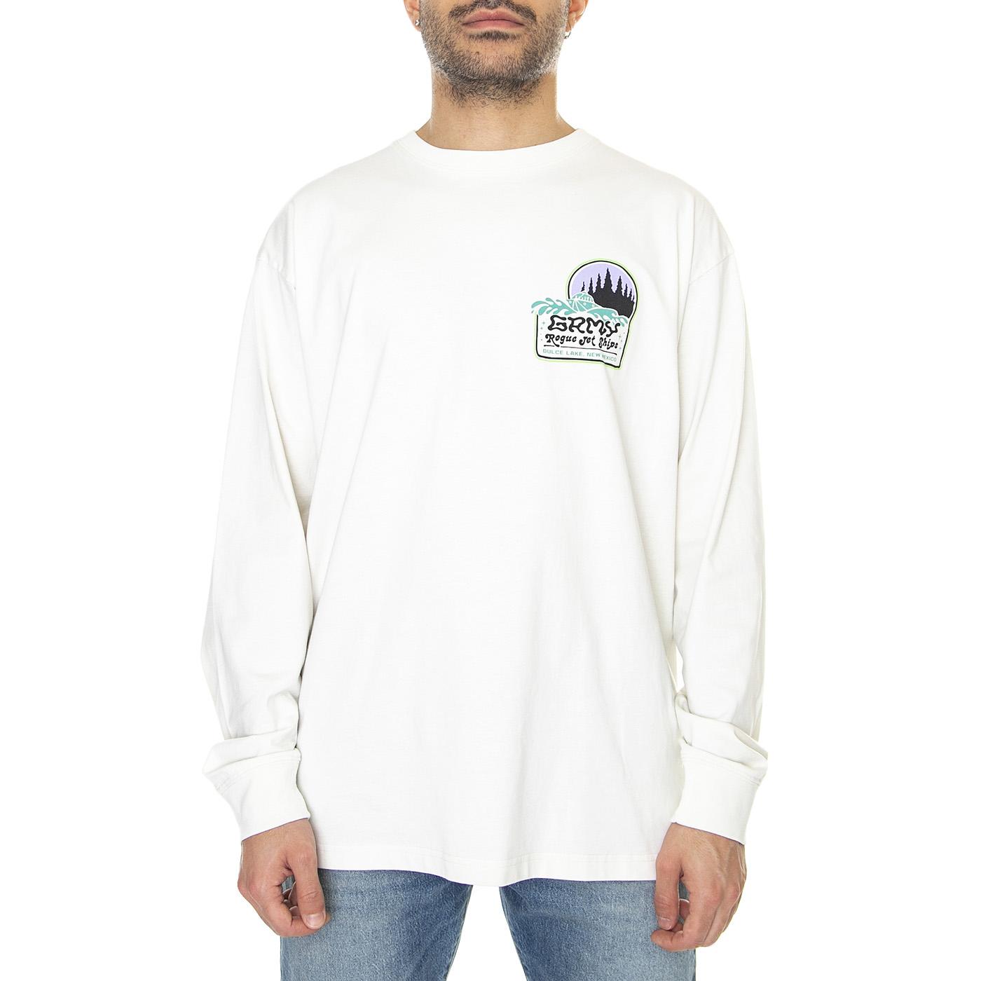 Ufollow Long Sleeve Tee White - Maglietta Girocollo Maniche Lunghe Uomo Bianca GLS149-WHT  GRIMEY 