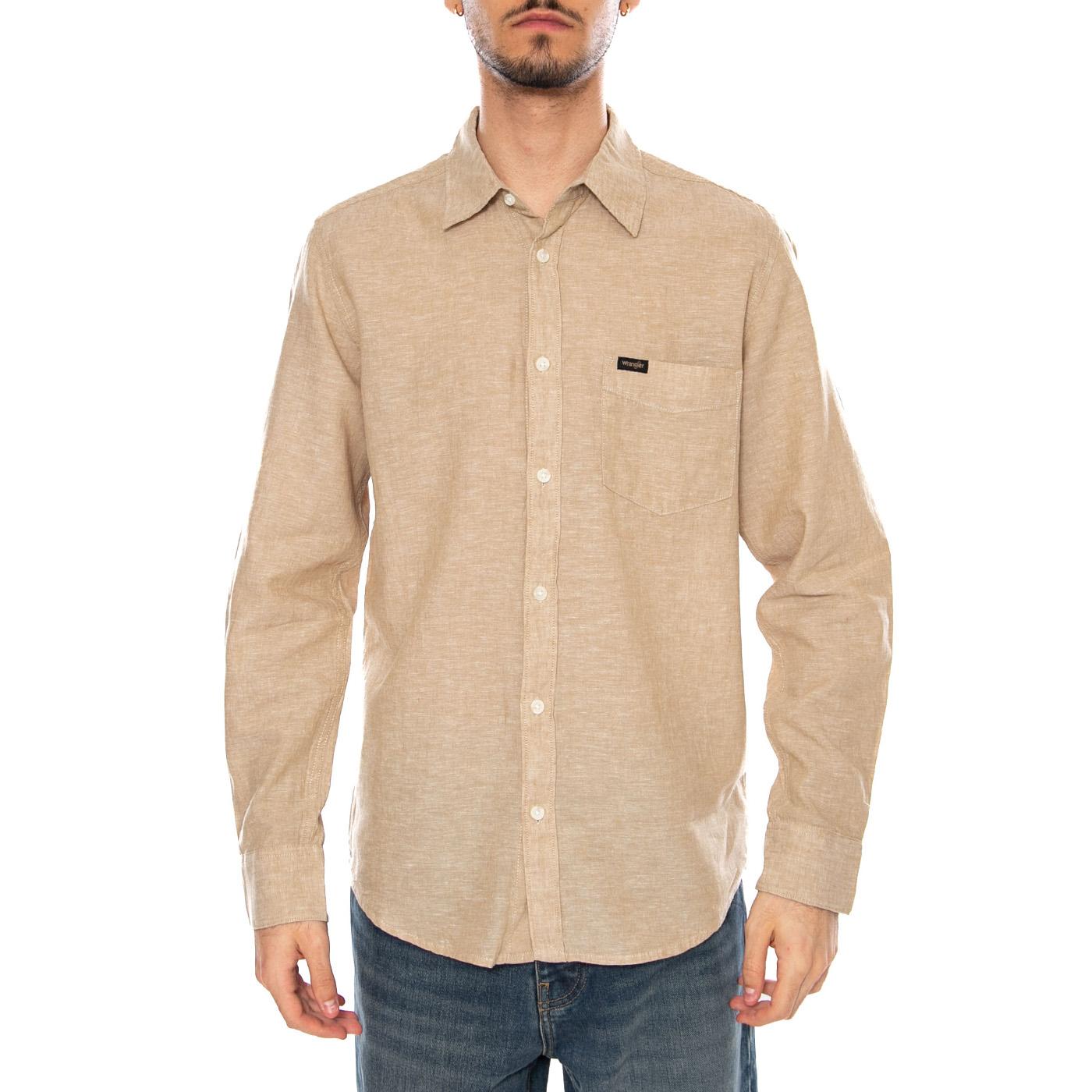 1 PKT SHIRT KELP - Camicia Uomo Beige 112378040 BRN WRANGLER 