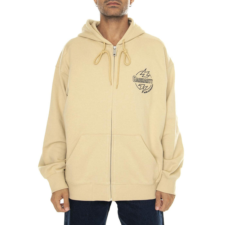 Hooded Ablaze Jacket Cornsilk / Air Force Blue - Felpa con Cappuccio e Zip Uomo Beige I033623.2ARXX  CARHARTT WIP 