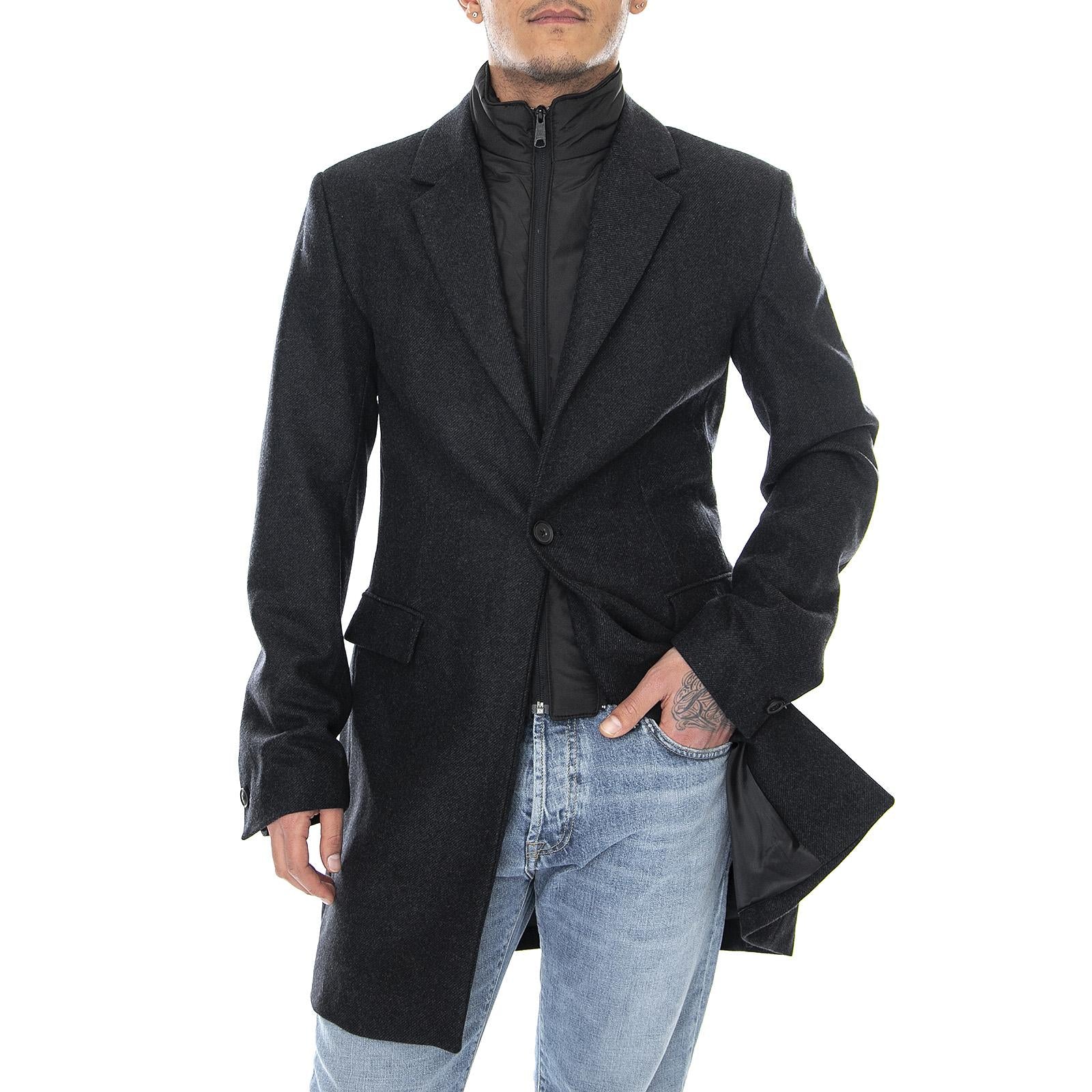 Shepard Outerwear Coat - Dark Grey Melange - Cappotto Monopetto Uomo Grigio 149080007-980M  MINIMUM 