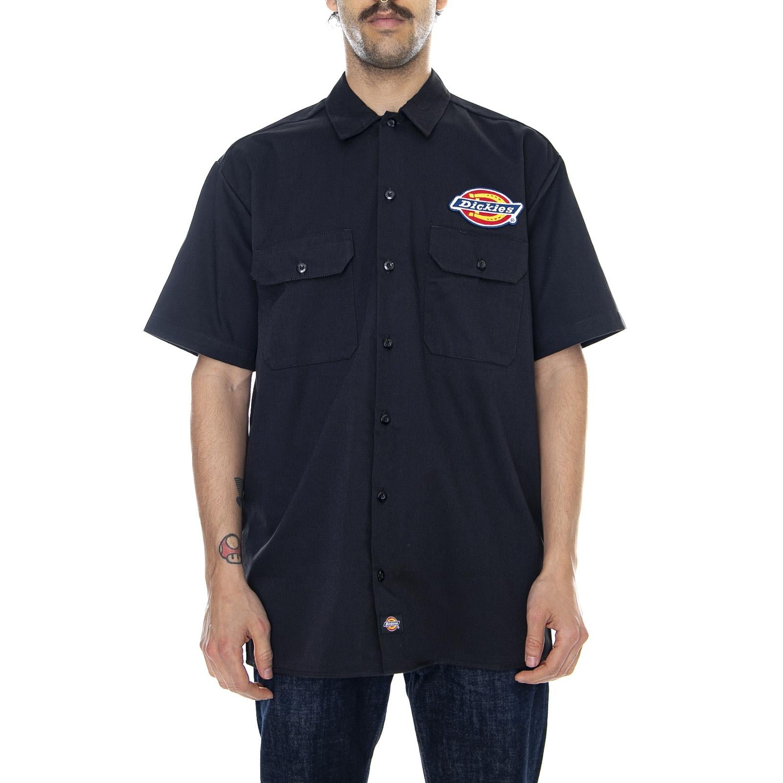 Clintondale Short-Sleeve Shirt - Black - Camicia Maniche Corte Uomo Nera 05 200348-BK . DICKIES 